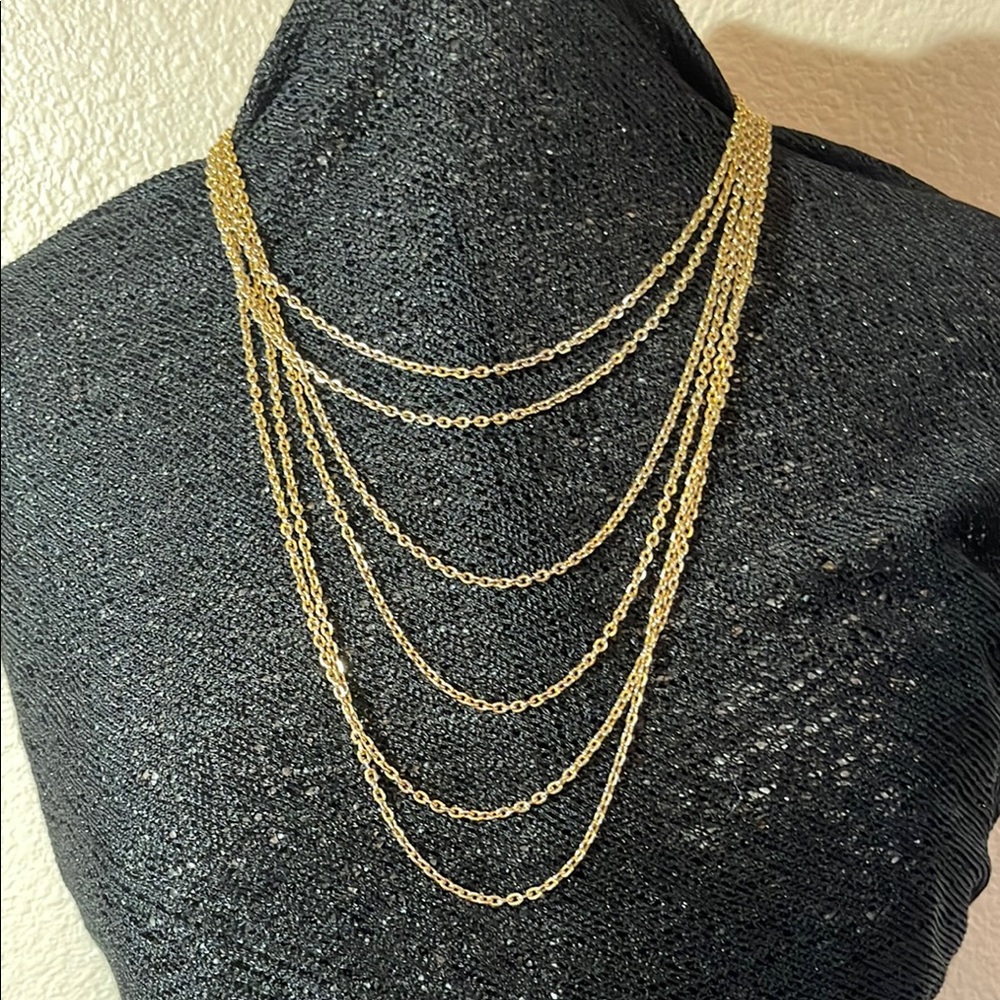Women’s vintage long Gold Layered Necklace c33 - Picture 1 of 5